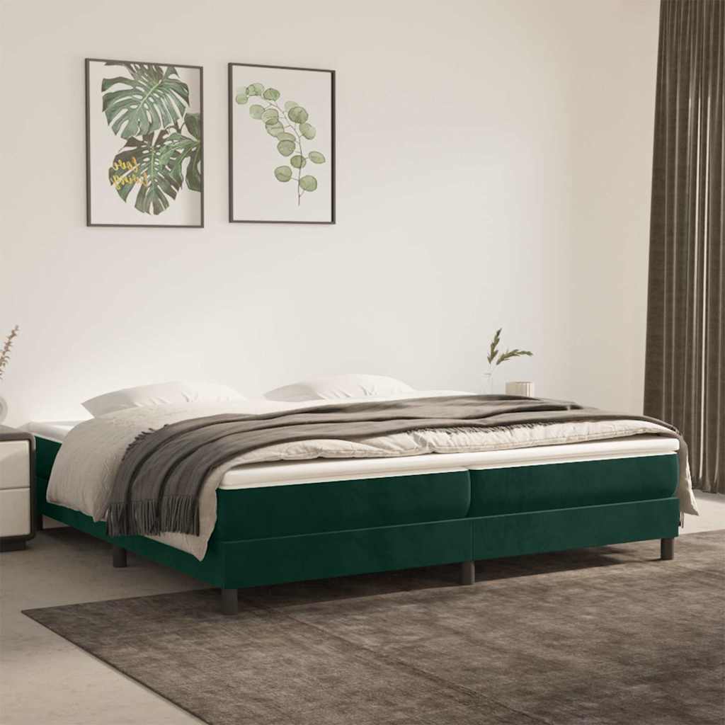 Struttura Letto a Rete a Molle Verde Scuro 200x200cm in Velluto