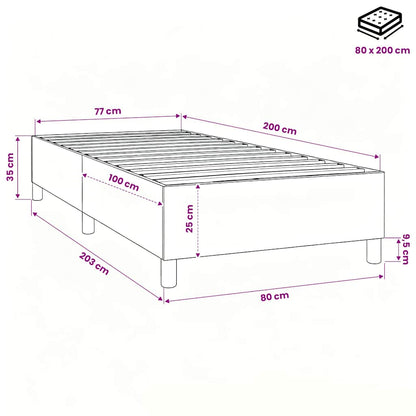 Struttura Letto a Rete a Molle Nero 80x200 cm Tessuto