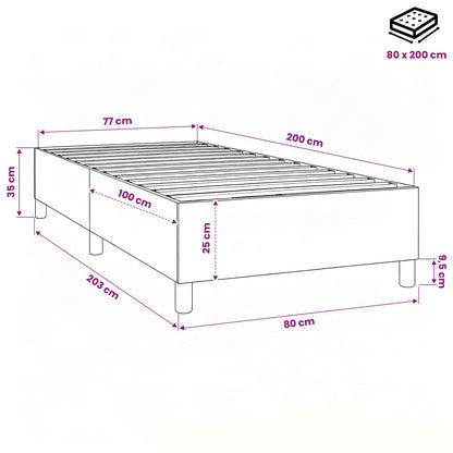 Struttura Letto a Rete a Molle Nero 80x200 cm Tessuto