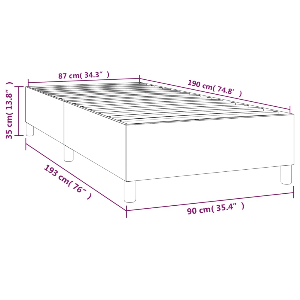 Struttura Letto a Rete a Molle Grigio Scuro 90x190 cm Tessuto | homemem39