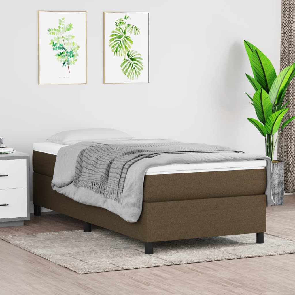 Struttura Letto a Rete a Molle Marrone Scuro 90x200 cm Tessuto | homemem39