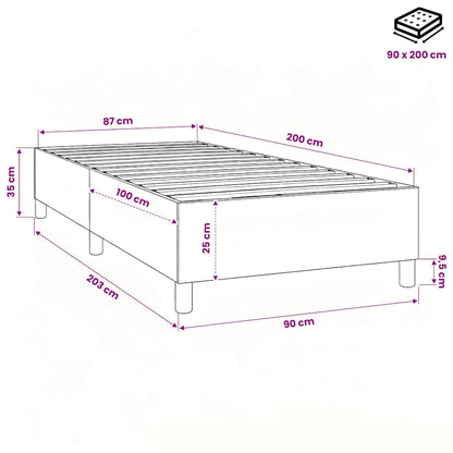 Struttura Letto a Rete a Molle Crema 90x200 cm in Tessuto