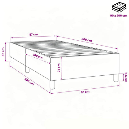 Struttura Letto a Rete a Molle Crema 90x200 cm in Tessuto
