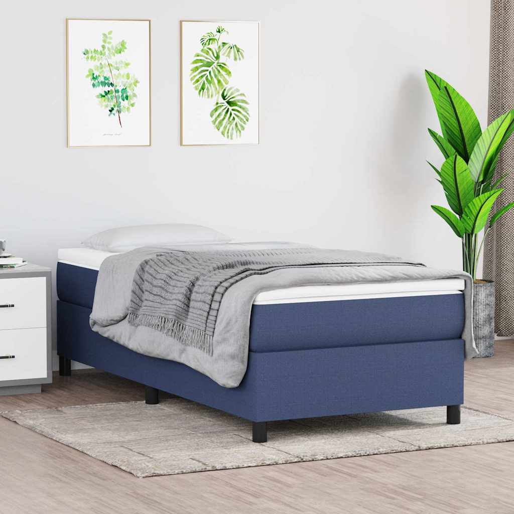 Struttura Letto a Rete a Molle Blu 90x200 cm in Tessuto