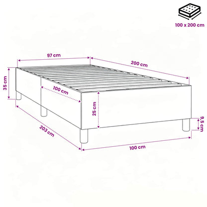 Struttura Letto a Rete a Molle Grigio Chiaro 100x200 cm Tessuto