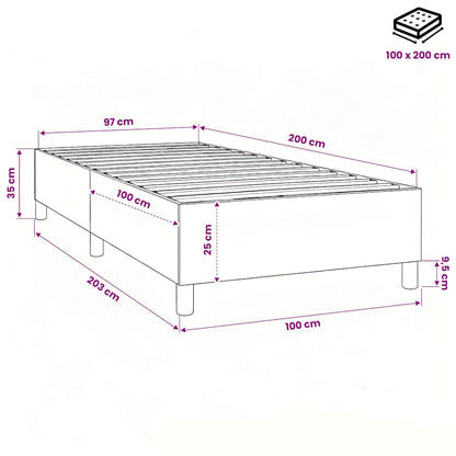 Struttura Letto a Rete a Molle Crema 100x200 cm in Tessuto