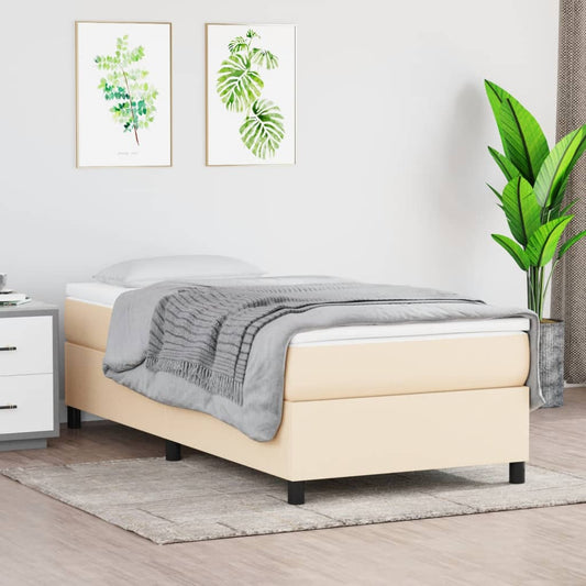 Struttura Letto a Rete a Molle Crema 100x200 cm in Tessuto