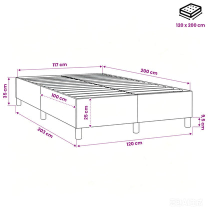 Struttura Letto a Rete a Molle Grigio Chiaro 120x200 cm Tessuto