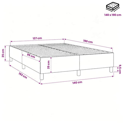 Struttura Letto a Rete a Molle Grigio Chiaro 140x190 cm Tessuto