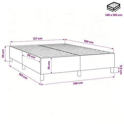 Struttura Letto a Rete a Molle Marrone Scuro 140x190 cm Tessuto