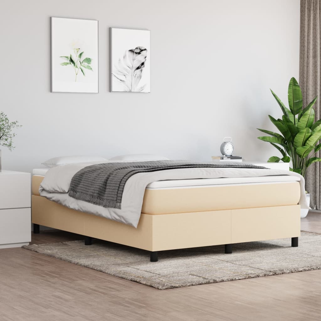 Struttura Letto a Rete a Molle Crema 140x200 cm in Tessuto | homemem39