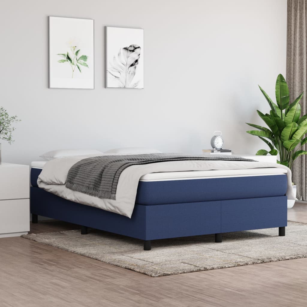 Struttura Letto a Rete a Molle Blu 140x200 cm in Tessuto | homemem39