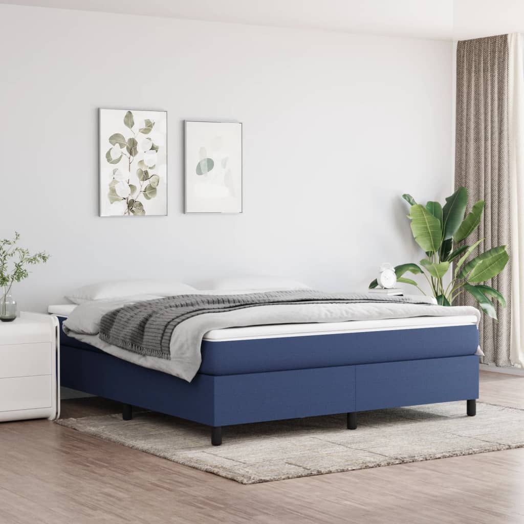 Struttura Letto a Rete a Molle Blu 160x200 cm in Tessuto | homemem39
