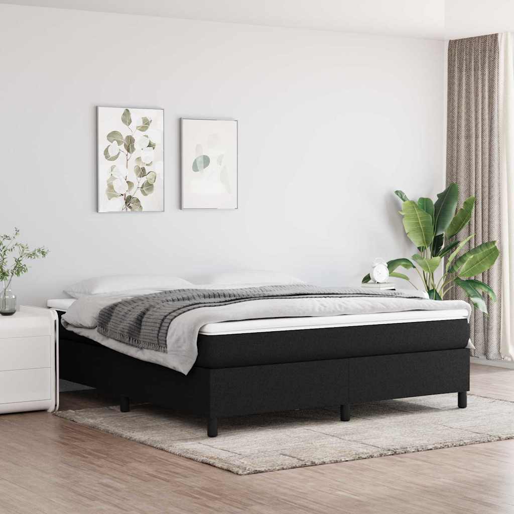 Struttura Letto a Rete a Molle Nero 180x200 cm in Tessuto