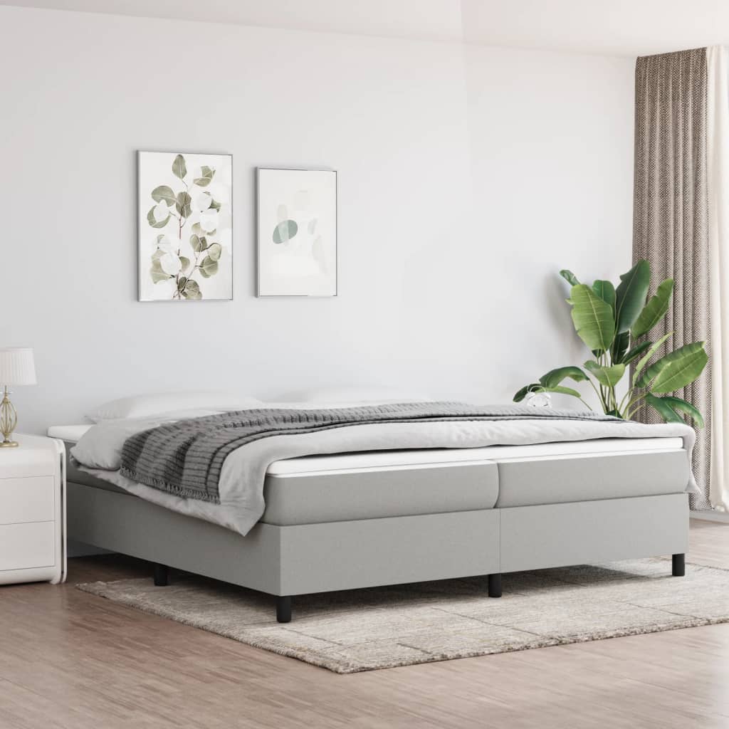 Struttura Letto a Rete a Molle Grigio Chiaro 200x200 cm Tessuto | homemem39