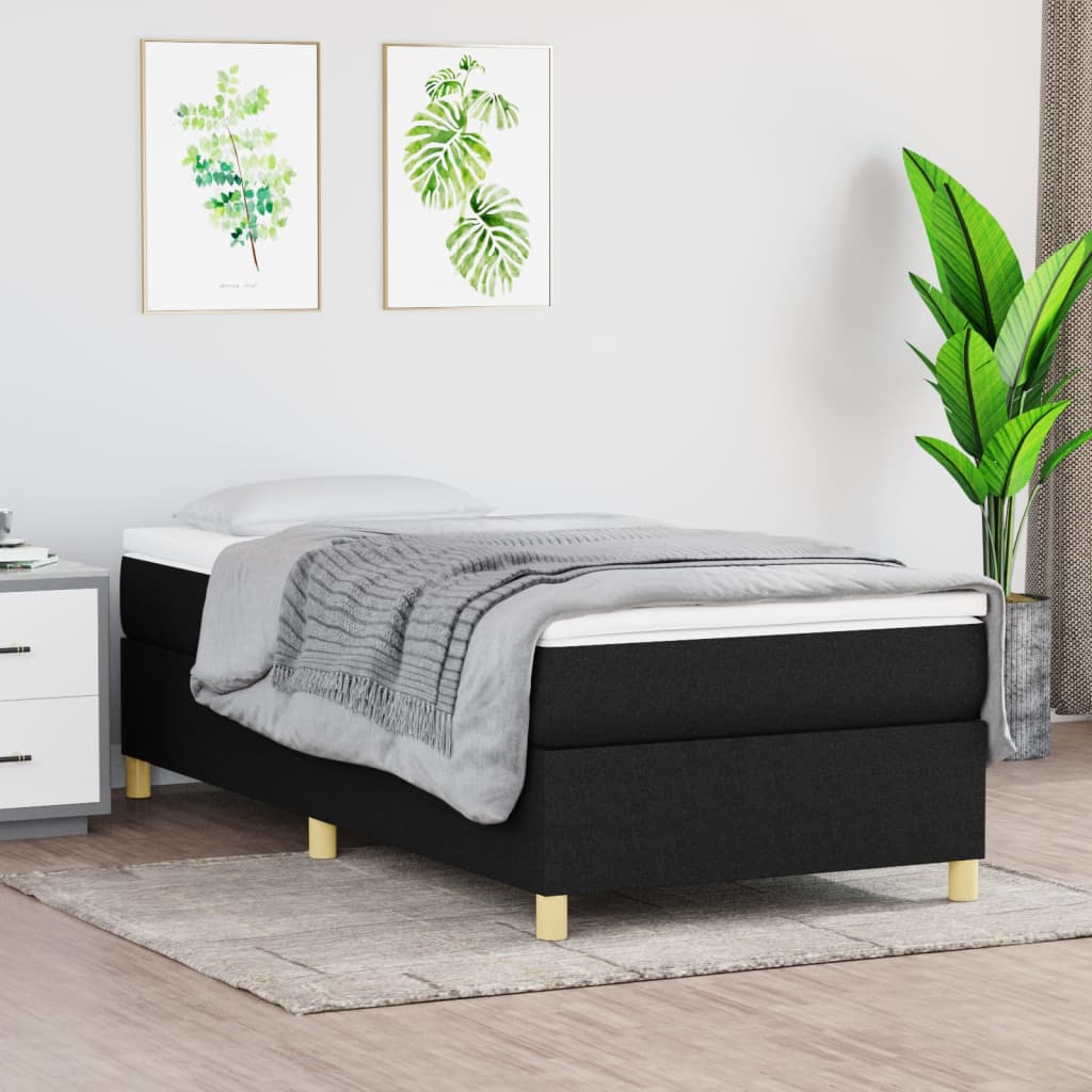 Struttura Letto a Rete a Molle Nero 90x190 cm in Tessuto | homemem39