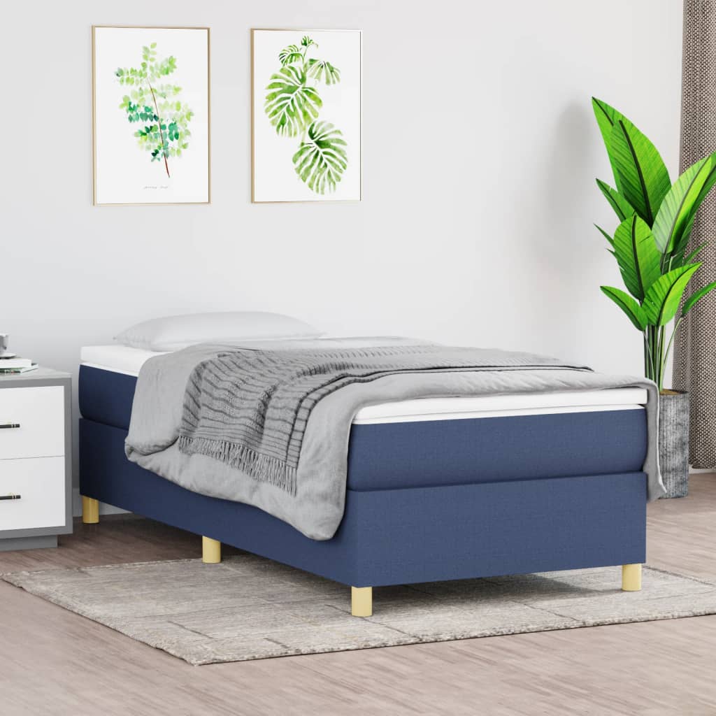 Struttura Letto a Rete a Molle Blu 90x200 cm in Tessuto | homemem39