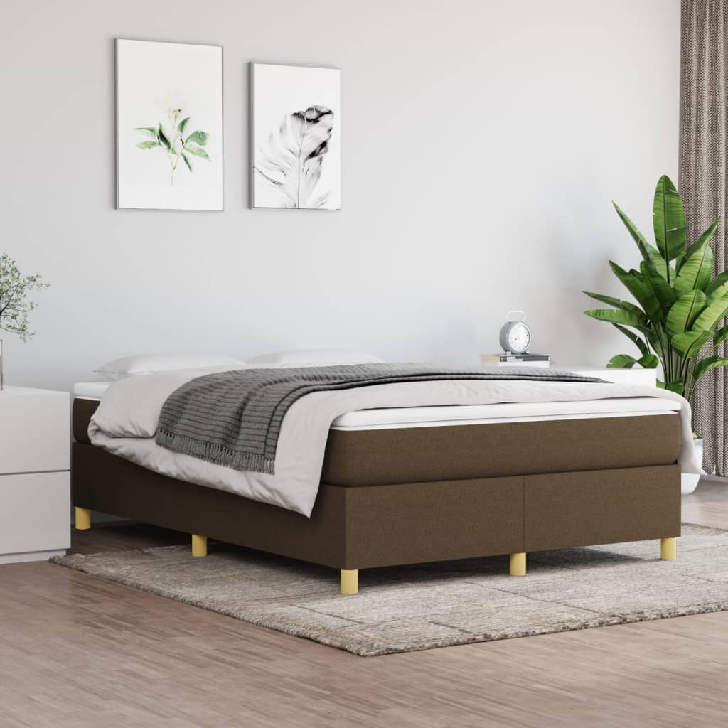 Struttura Letto a Rete a Molle Marrone Scuro 140x190 cm Tessuto