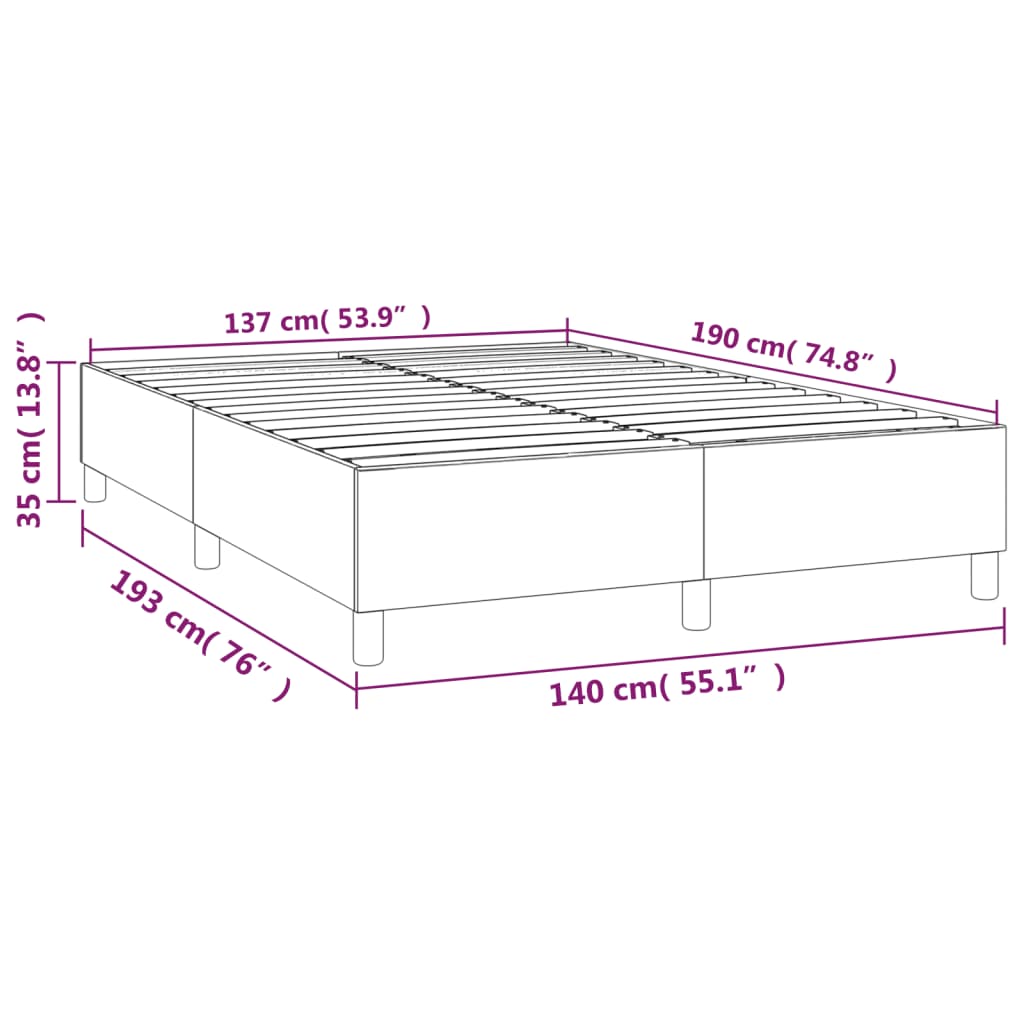 Struttura Letto a Rete a Molle Tortora 140x190 cm in Tessuto