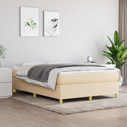 Struttura Letto a Rete a Molle Crema 140x190 cm in Tessuto