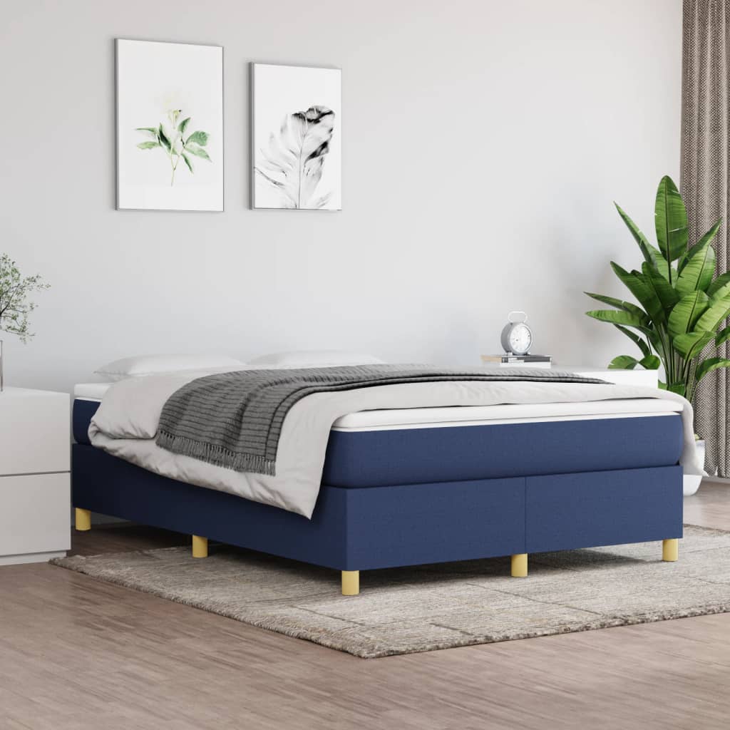Struttura Letto a Rete a Molle Blu 140x190 cm in Tessuto | homemem39