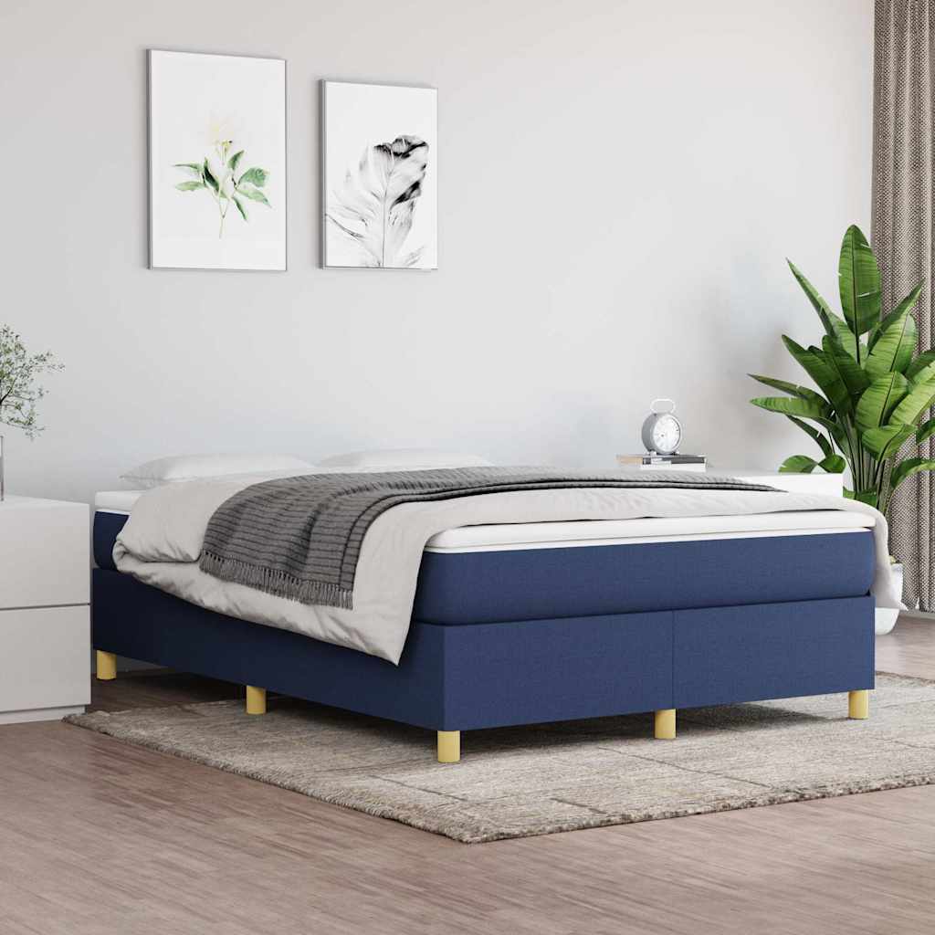 Struttura Letto a Rete a Molle Blu 140x200 cm in Tessuto
