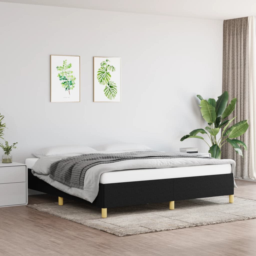 Struttura Letto a Rete a Molle Nero 160x200 cm in Tessuto | homemem39