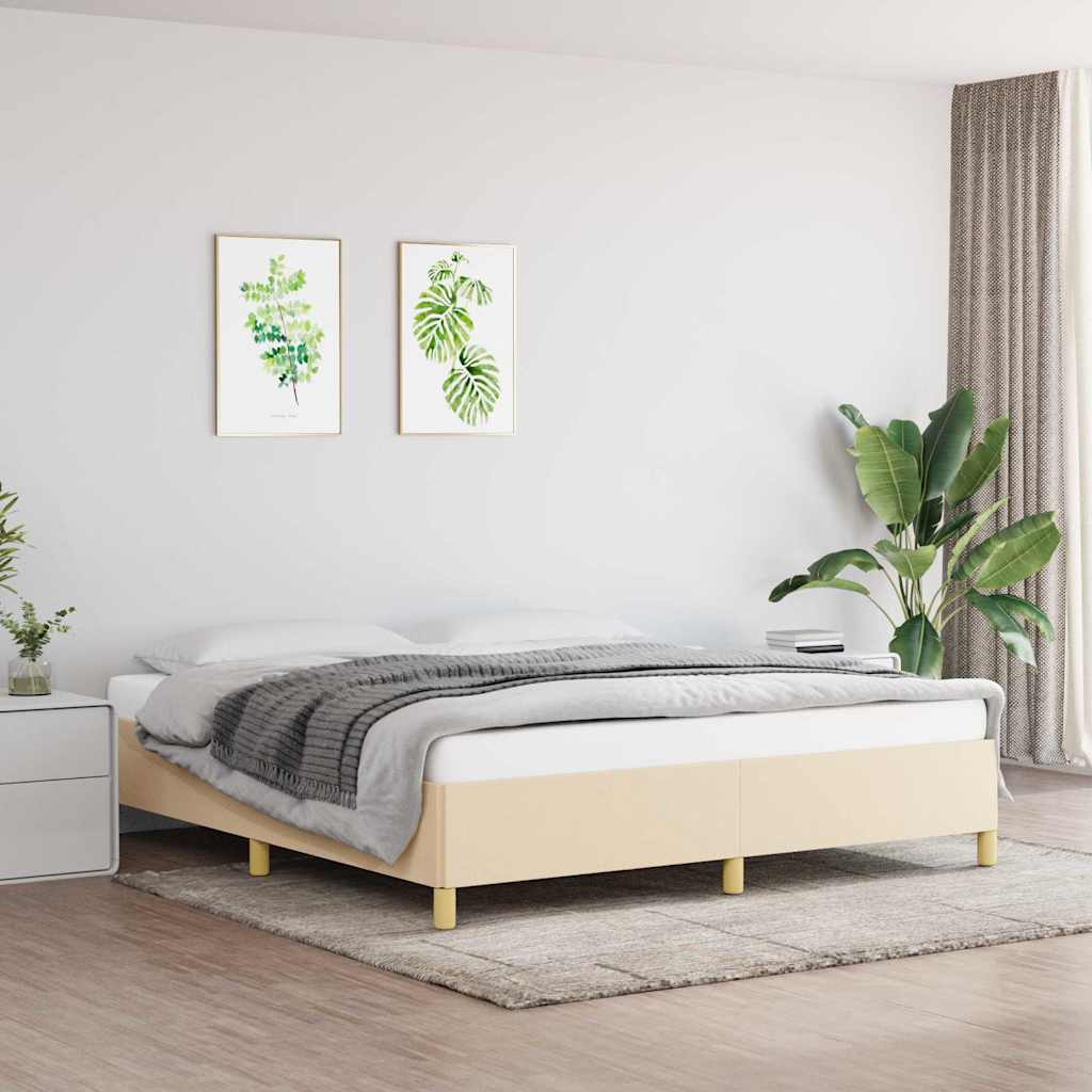 Struttura Letto a Rete a Molle Crema 160x200 cm in Tessuto