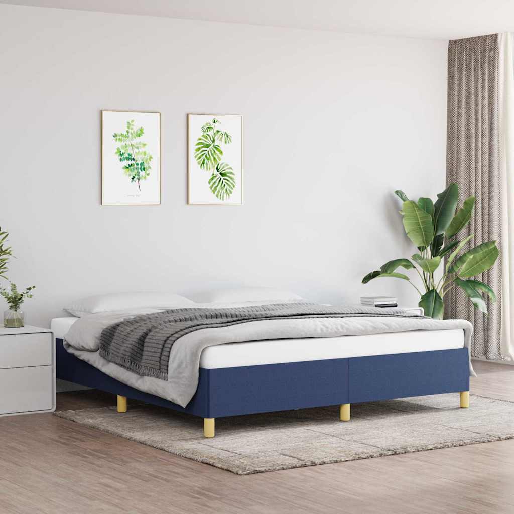 Struttura Letto a Rete a Molle Blu 160x200 cm in Tessuto