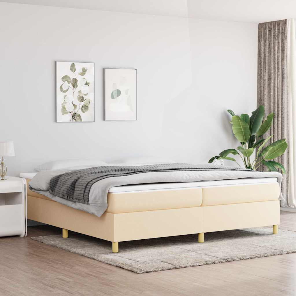 Struttura Letto a Rete a Molle Crema 200x200 cm in Tessuto