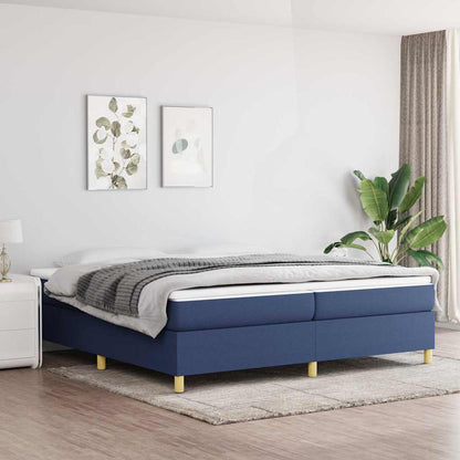 Struttura Letto a Rete a Molle Blu 200x200 cm in Tessuto