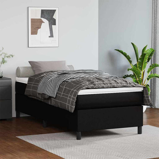 Struttura Letto a Rete a Molle Nero 80x200 cm in Similpelle
