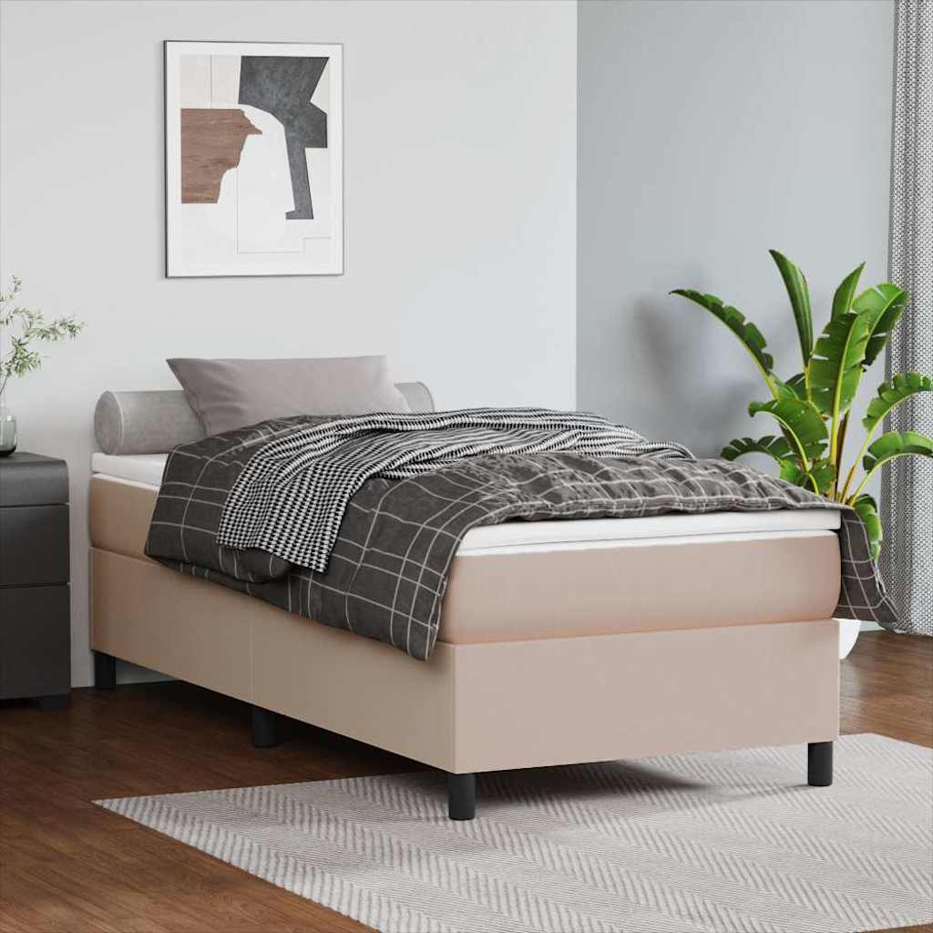 Struttura Letto a Rete a Molle Cappuccino 80x200 cm Similpelle