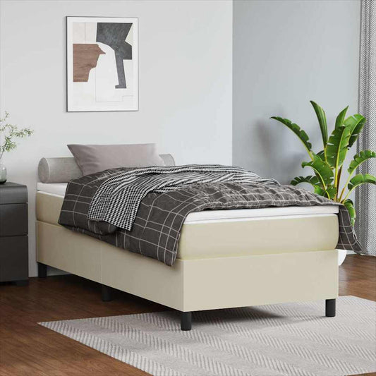 Struttura Letto a Rete a Molle Crema 90x200 cm in Similpelle