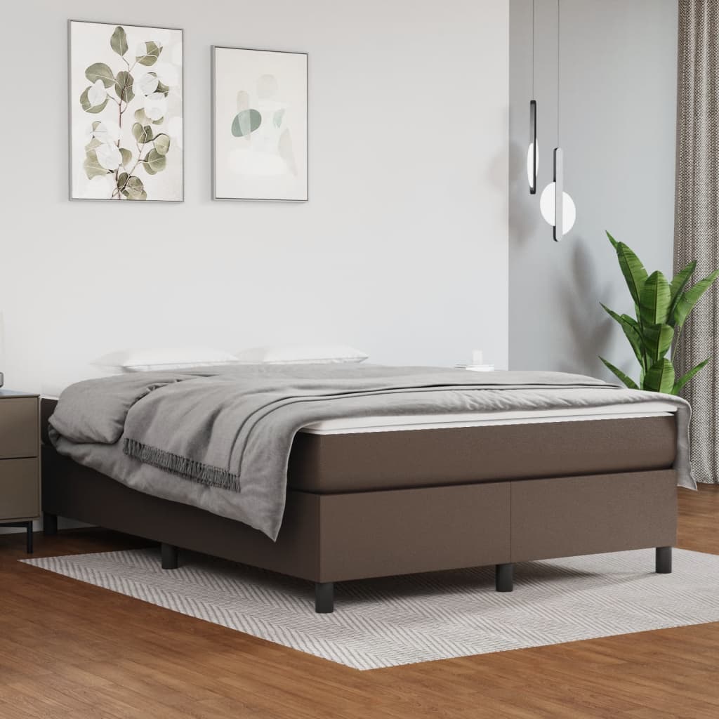 Struttura Letto a Rete a Molle Marrone 140x190 cm in Similpelle - homemem39