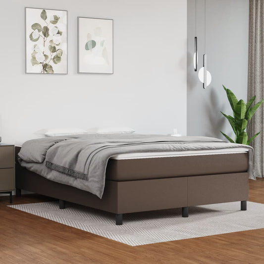 Struttura Letto a Rete a Molle Marrone 140x190 cm in Similpelle - homemem39