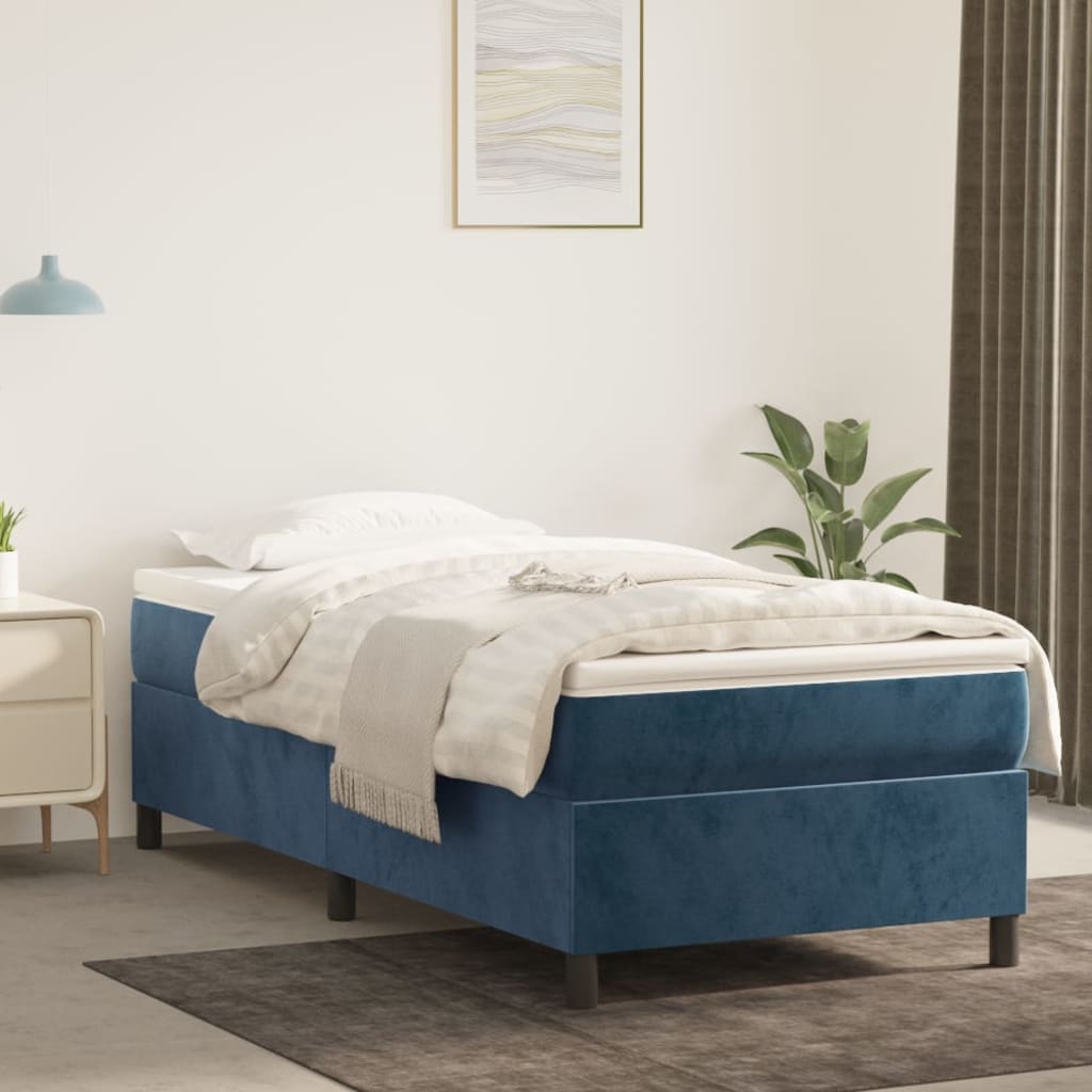 Struttura Letto a Rete a Molle Blu Scuro 90x190 cm in Velluto - homemem39