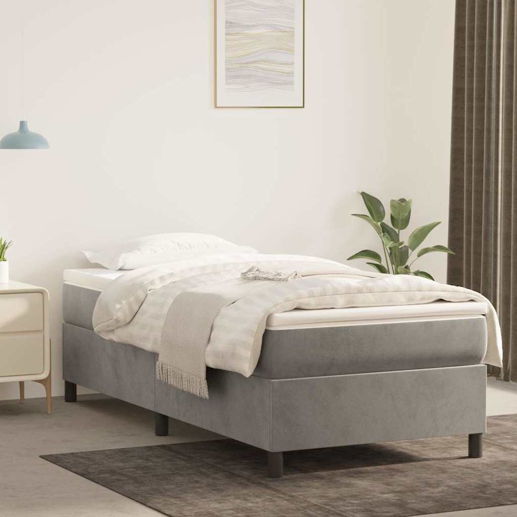 Struttura Letto a Rete a Molle Grigio Chiaro 90x200 cm Velluto
