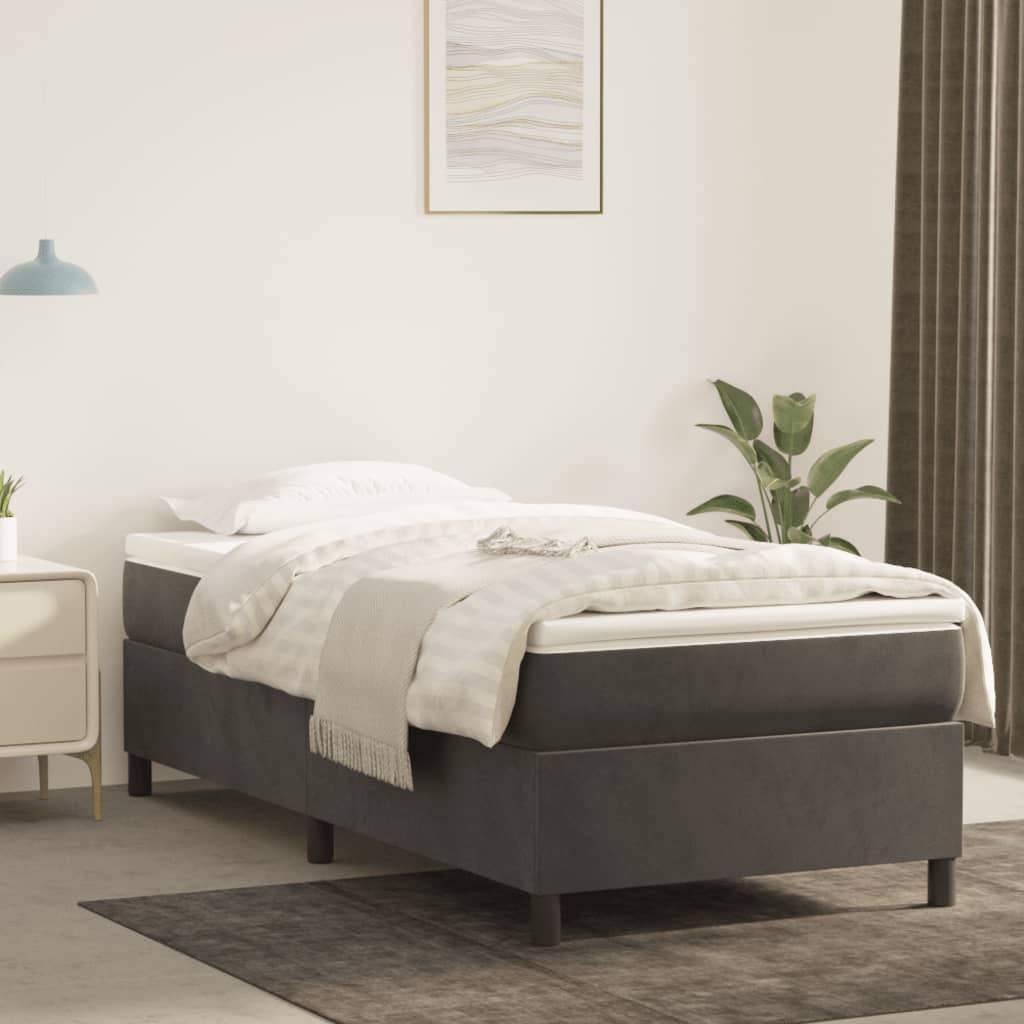 Struttura Letto a Rete a Molle Grigio Scuro 90x200 cm Velluto | homemem39