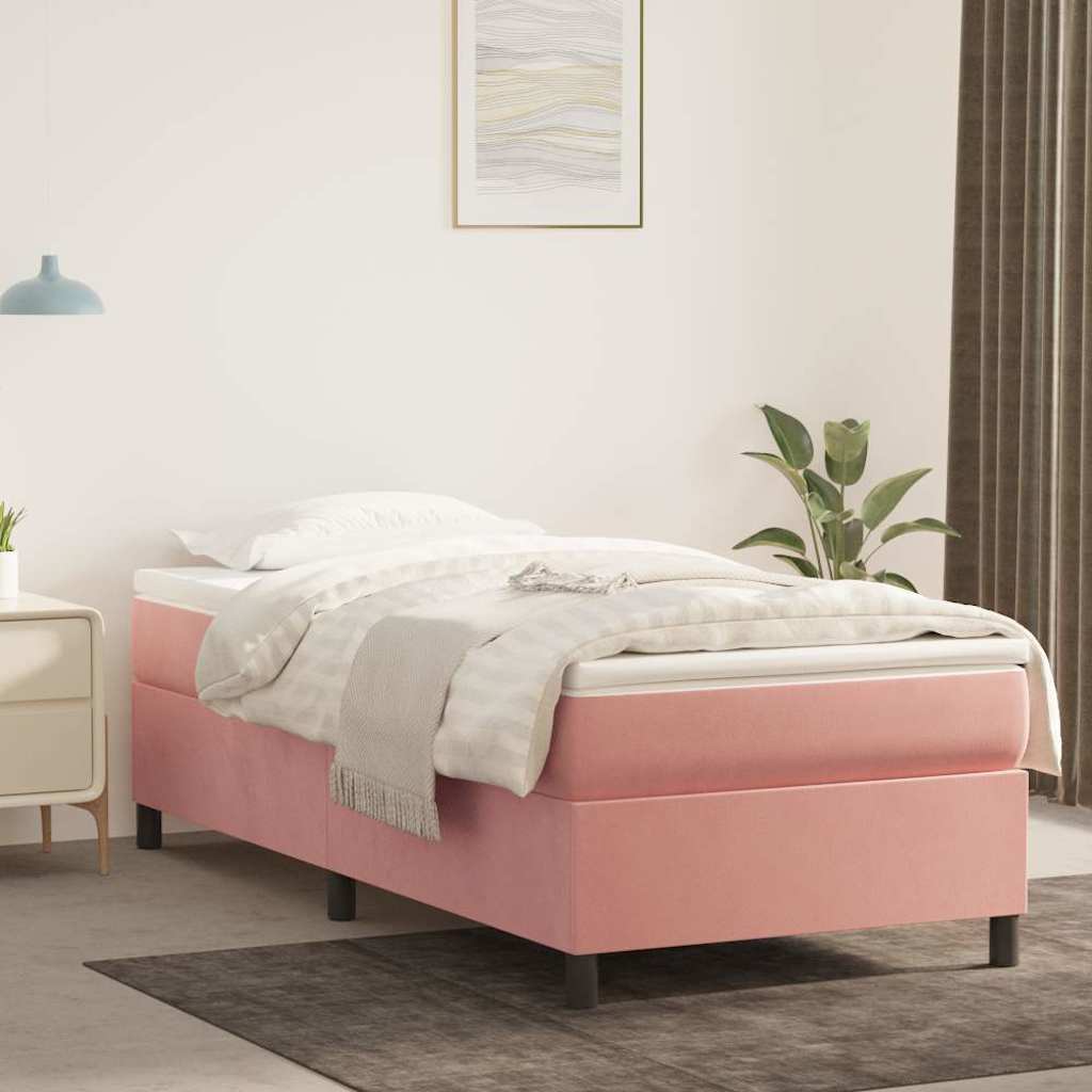 Struttura Letto a Rete a Molle Rosa 90x200 cm in Velluto