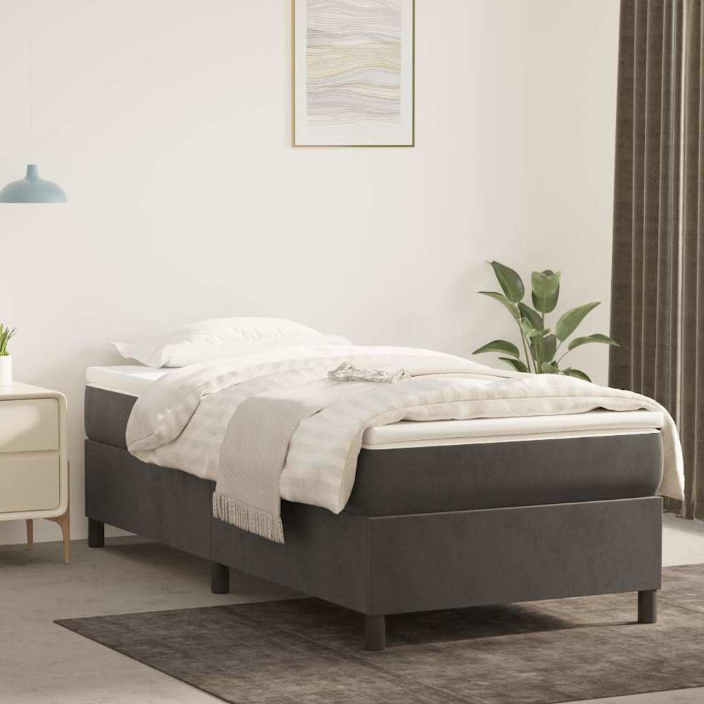 Struttura Letto a Rete a Molle Grigio Scuro 100x200 cm Velluto