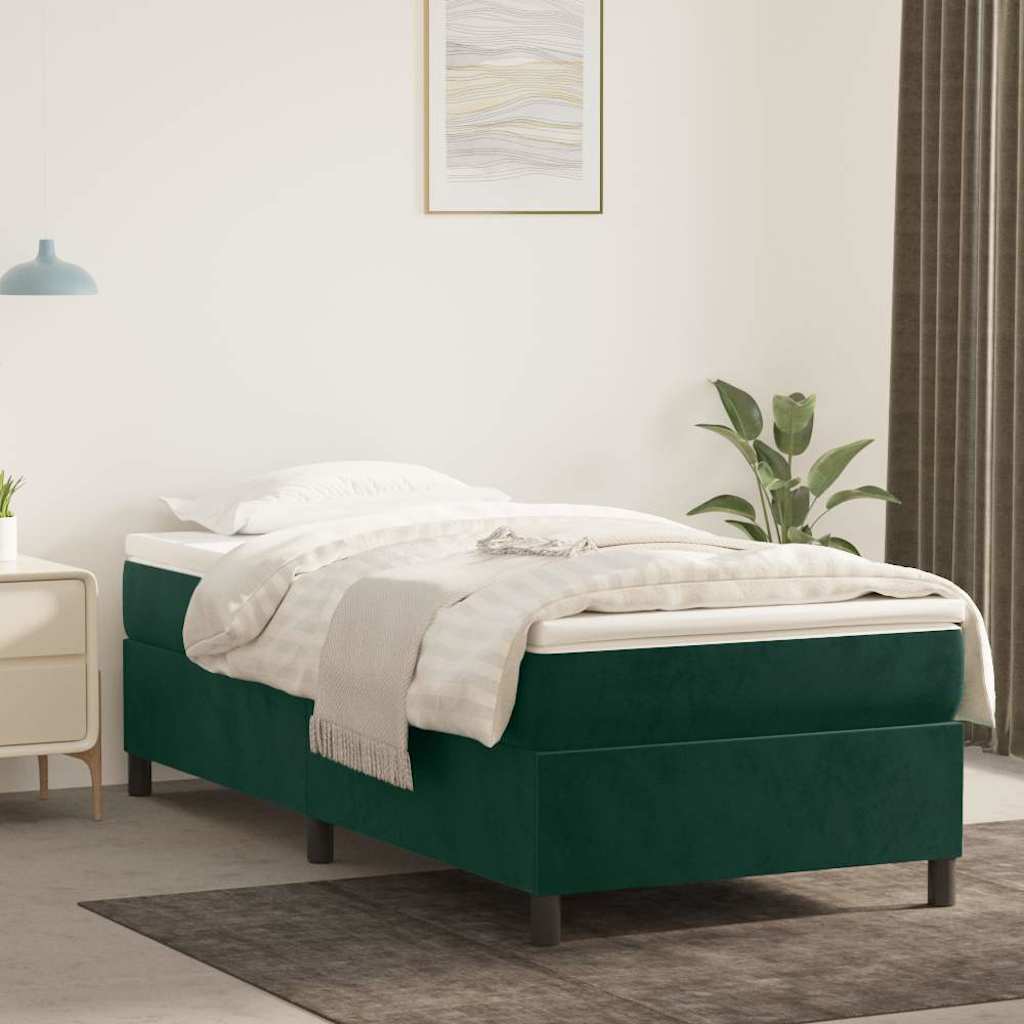 Struttura Letto a Rete a Molle Verde Scuro 100x200cm in Velluto