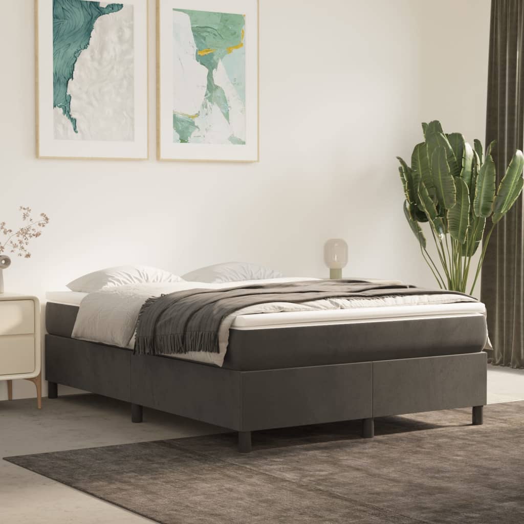 Struttura Letto a Rete a Molle Grigio Scuro 140x190 cm Velluto | homemem39