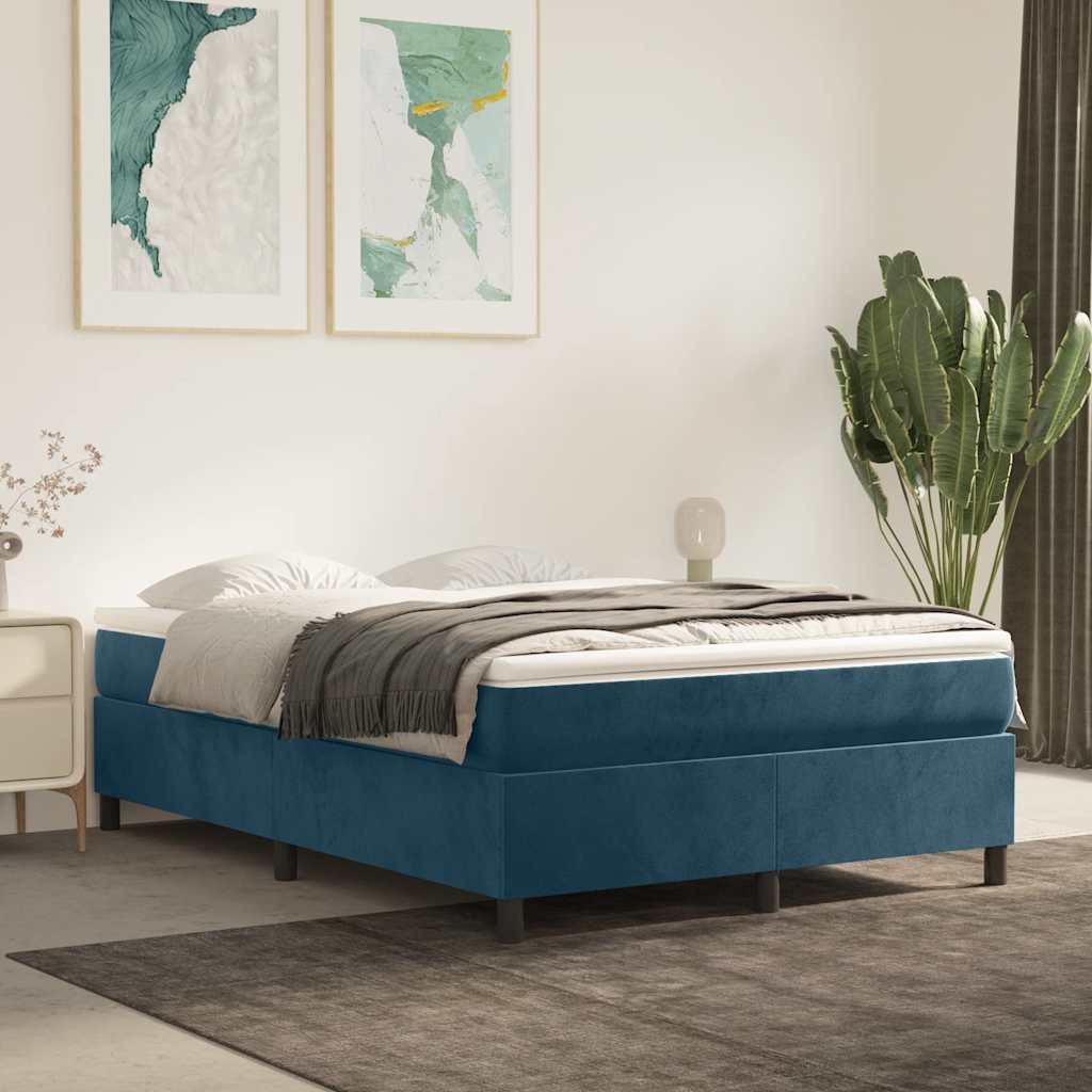Struttura Letto a Rete a Molle Blu Scuro 140x190 cm in Velluto | homemem39