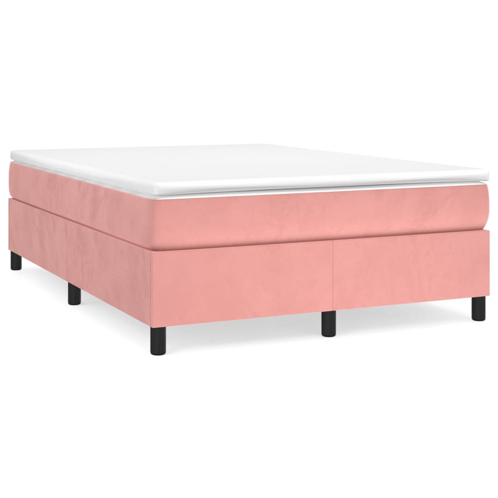 Struttura Letto a Rete a Molle Rosa 140x190 cm in Velluto - homemem39