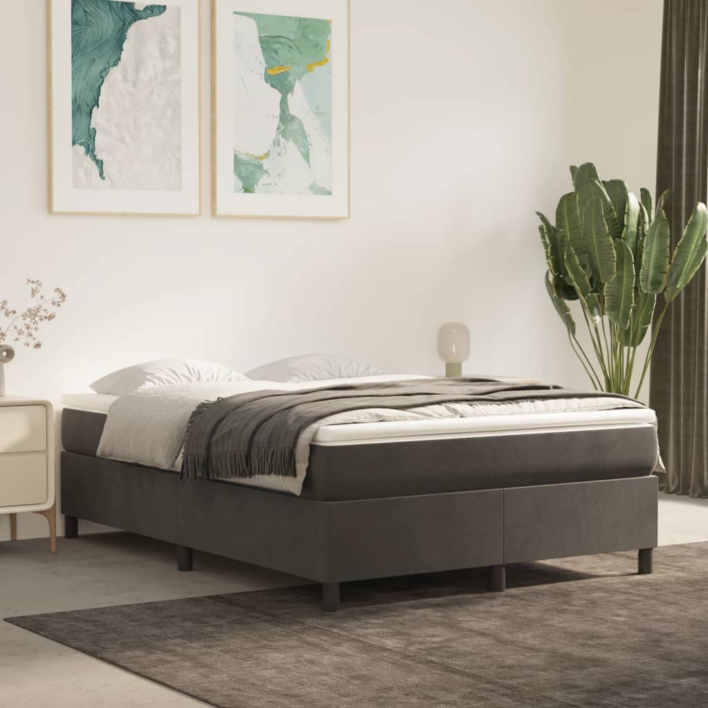 Struttura Letto a Rete a Molle Grigio Scuro 140x200 cm Velluto - homemem39