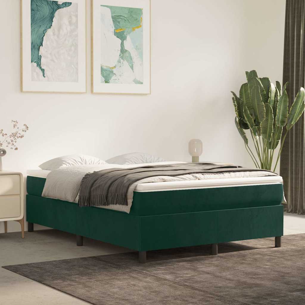 Struttura Letto a Rete a Molle Verde Scuro 140x200cm in Velluto