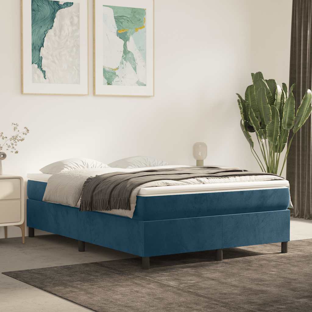 Struttura Letto a Rete a Molle Blu Scuro 140x200 cm Velluto | homemem39
