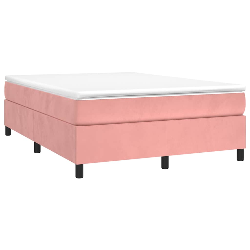 Struttura Letto a Rete a Molle Rosa 140x200 cm in Velluto