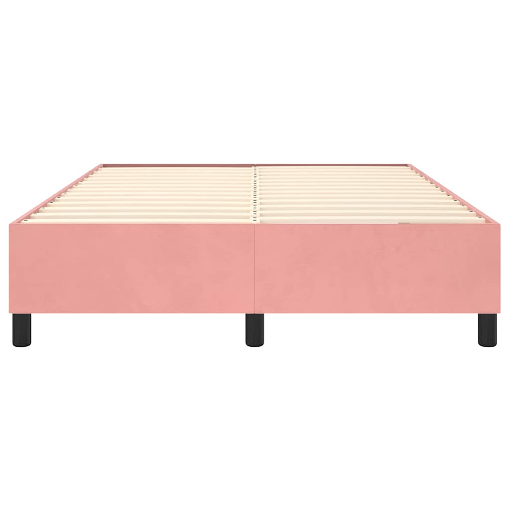Struttura Letto a Rete a Molle Rosa 140x200 cm in Velluto